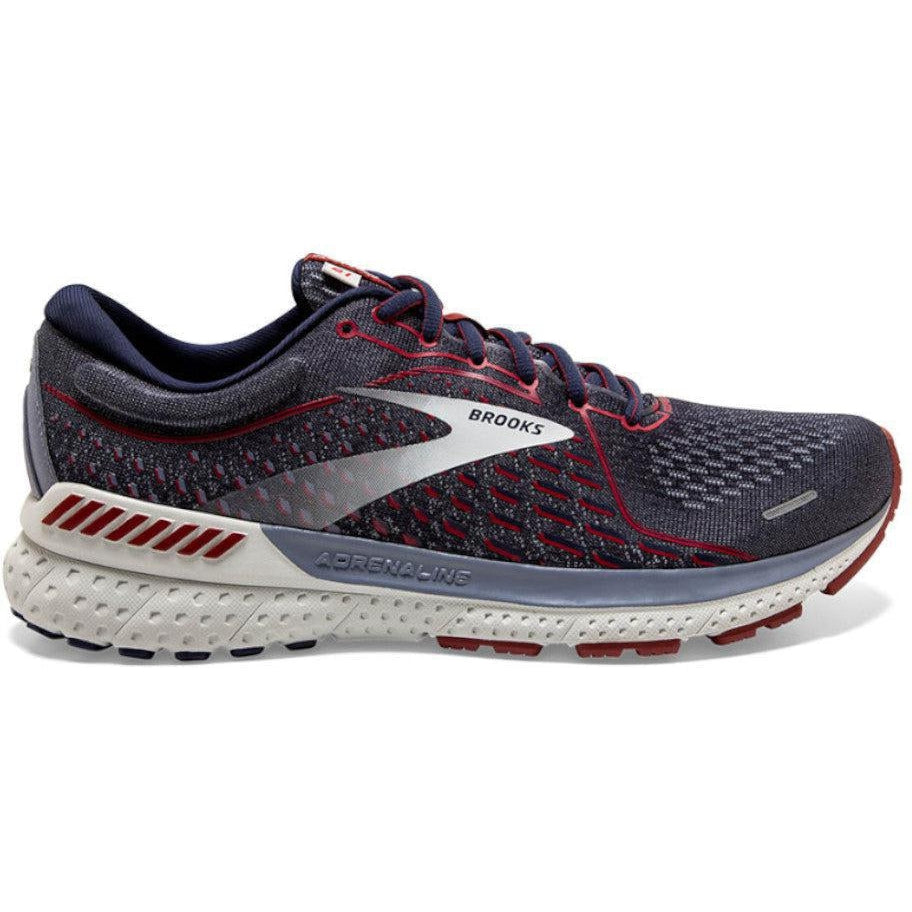 Men's Brooks Adrenaline GTS 21, Peacoat/Grey/Red, 7 D Medium