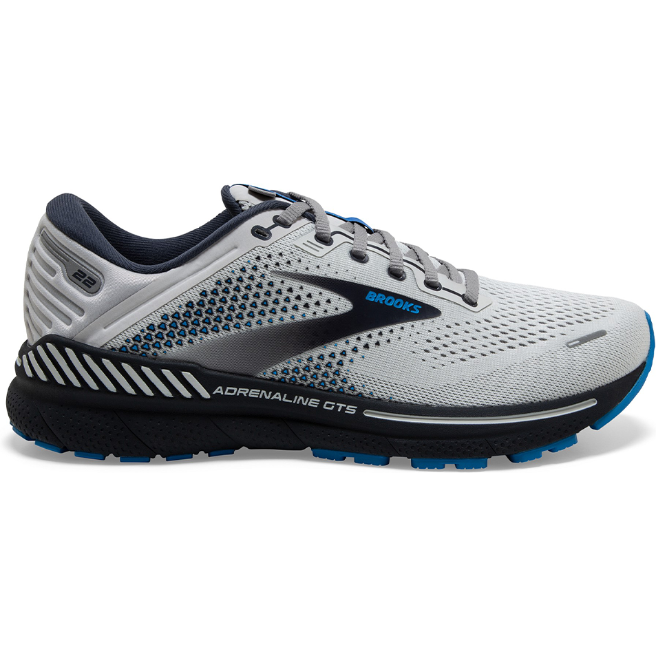Men's Brooks Adrenaline GTS 22, Oyster/India Ink/Blue, 7 D Medium