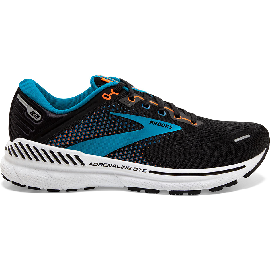Men's Brooks Adrenaline GTS 22, Black/Blue/Orange, 11 D Medium