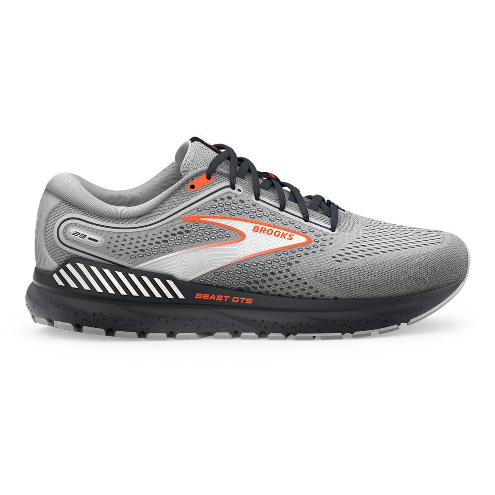Men's Brooks Beast GTS 23, Grey/Scarlet/Ebony, 11 D Medium