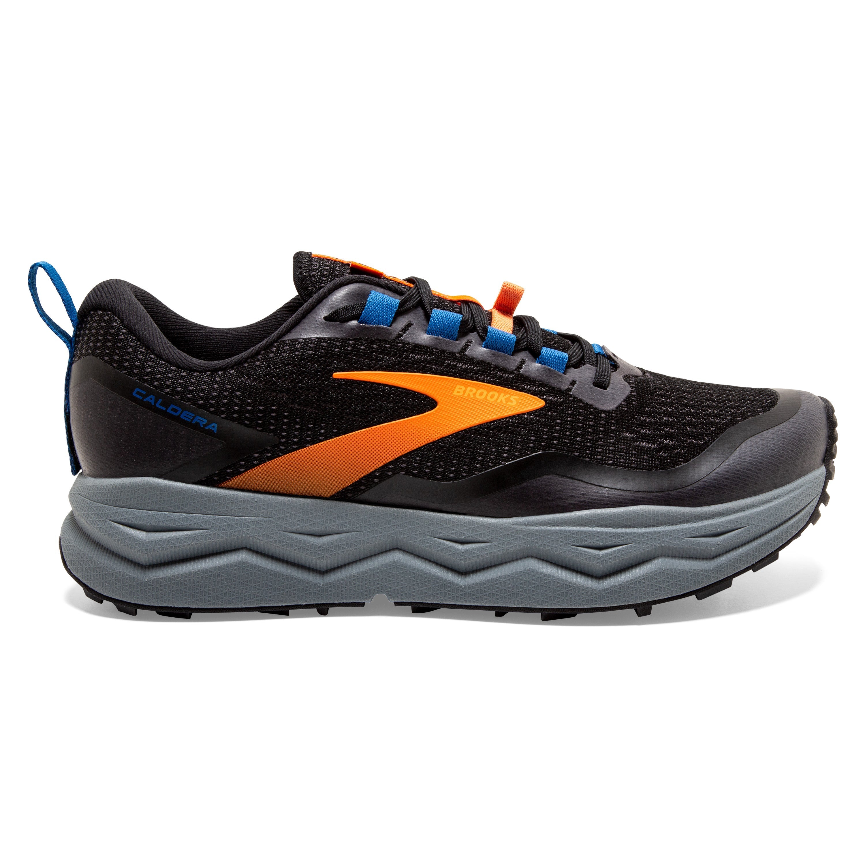 Men's Brooks Caldera 5, Black/Orange/Blue, 12 D Medium