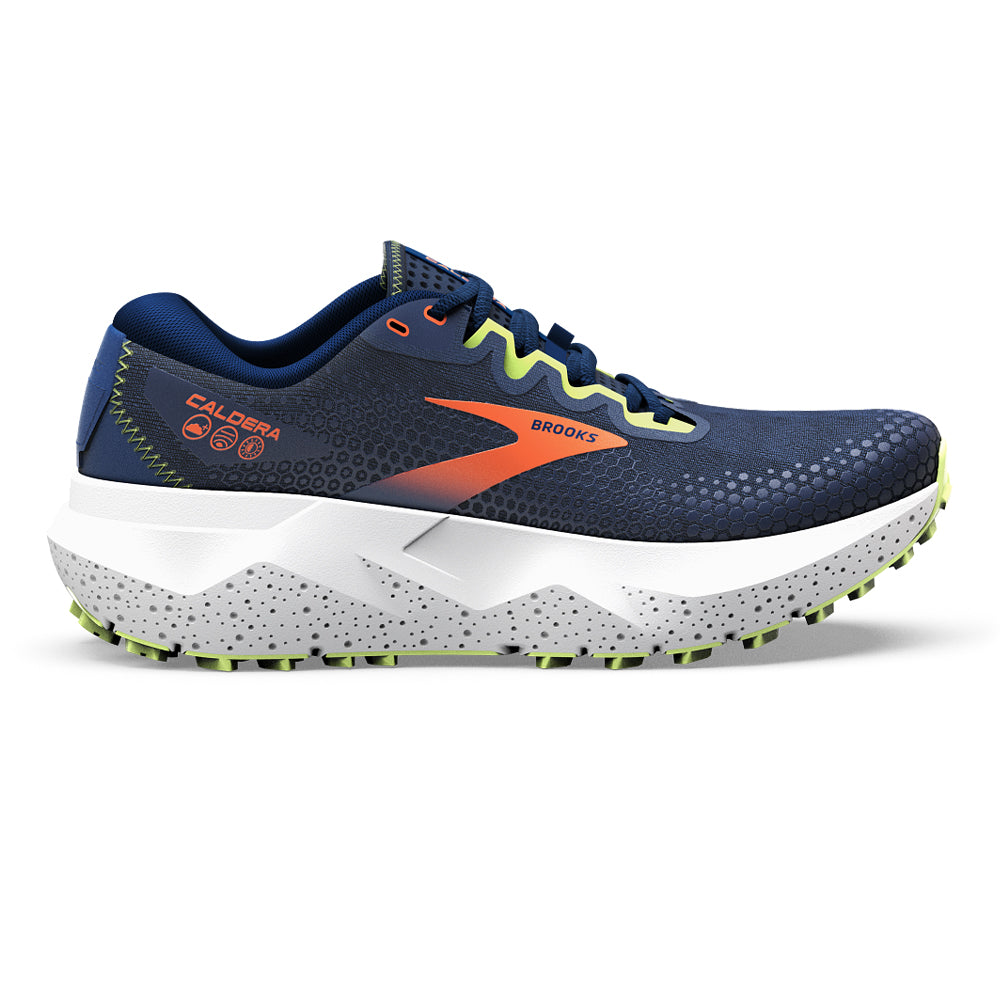Men's Brooks Caldera 6, Navy/Firecracker/Sharp Green, 13 D Medium
