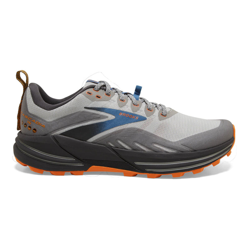 Men's Brooks Cascadia 16, Oyster Mushroom/Alloy/Orange, 7.5 2E Wide