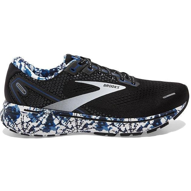 Men's Brooks Ghost 14, Black/White/True Blue, 9 D Medium