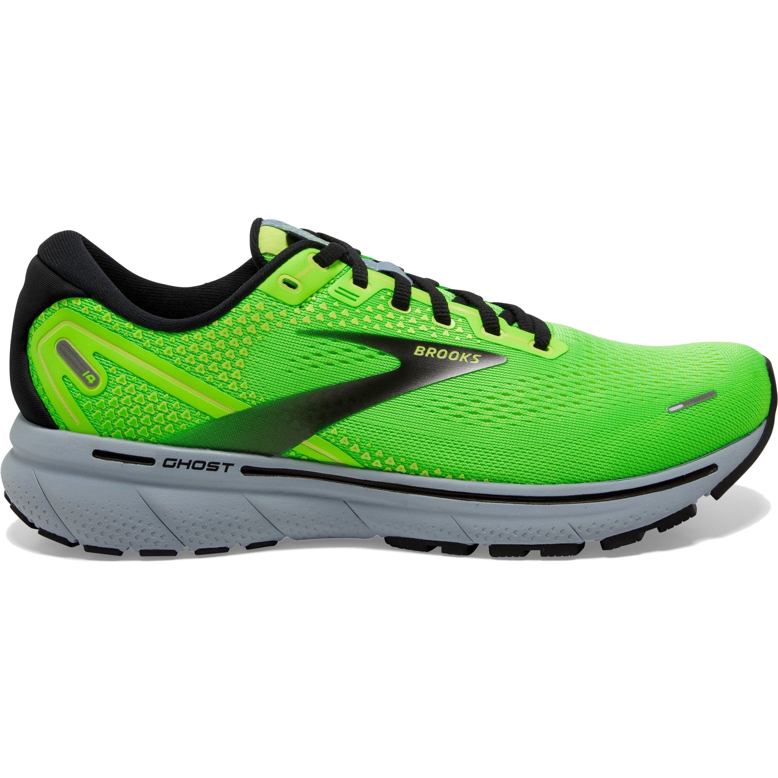 Men's Brooks Ghost 14, Green Gecko/Blue/Black, 15 D Medium