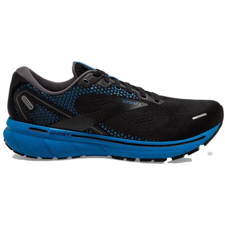 Men's Brooks Ghost 14, Black/Blackened Pearl/Blue, 10.5 D Medium