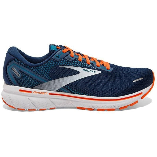 Men's Brooks Ghost 14, Titan/Teal/Flame, 13 D Medium