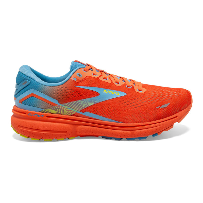 Men's Brooks Ghost 15, Orange/Blue/Yellow, 15 D Medium