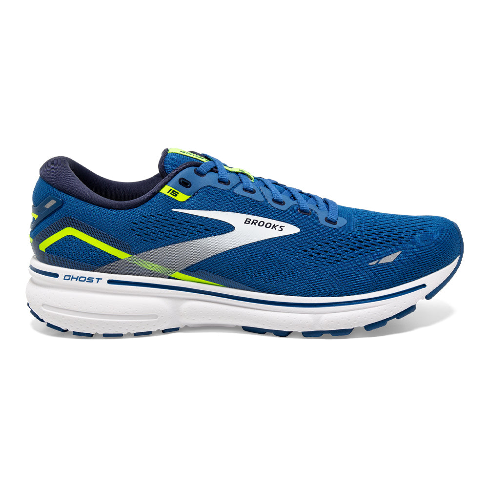 Men's Brooks Ghost 15, Blue/Nightlife/White, 12.5 D Medium