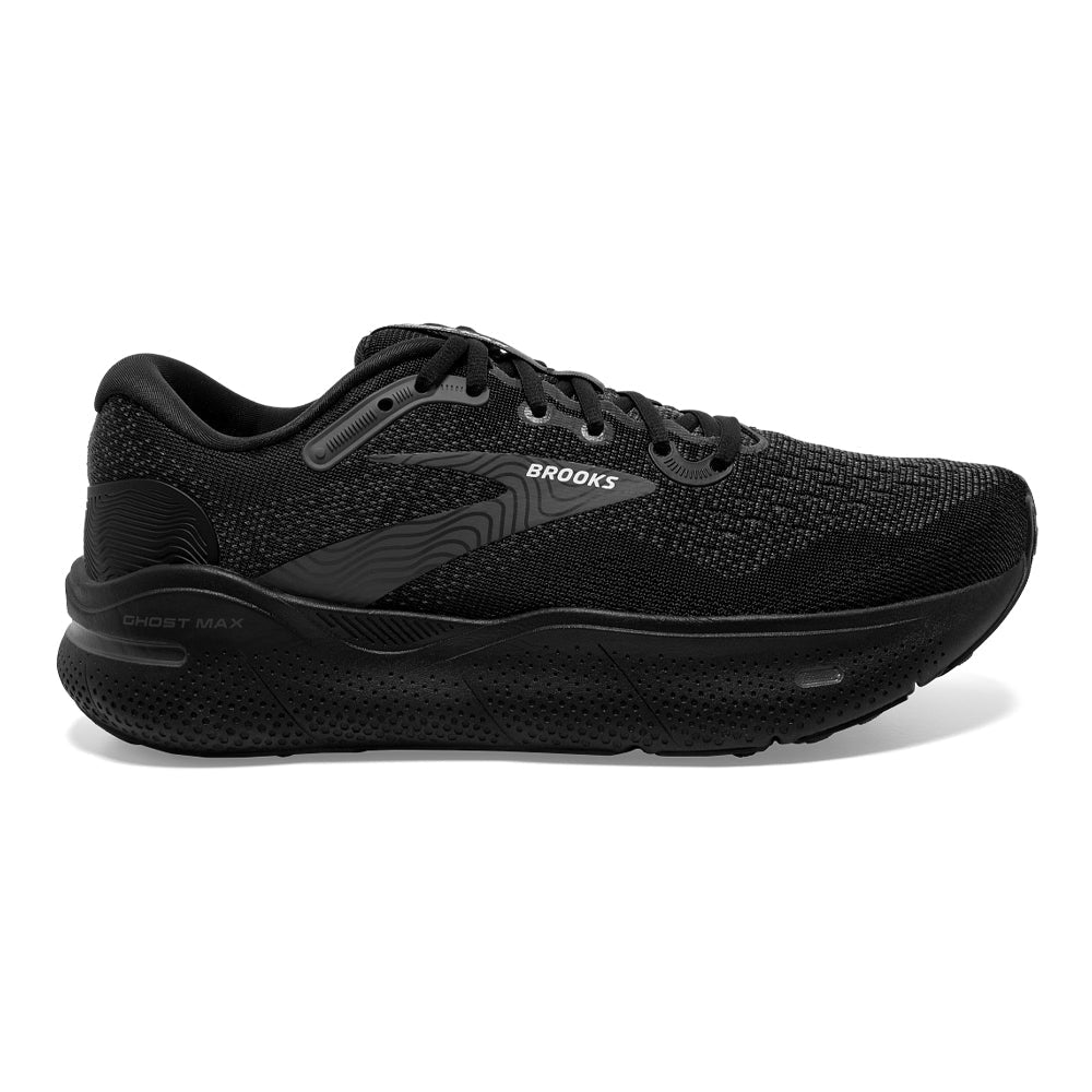Men's Brooks Ghost Max, Black/Black/Ebony, 10 2E Wide