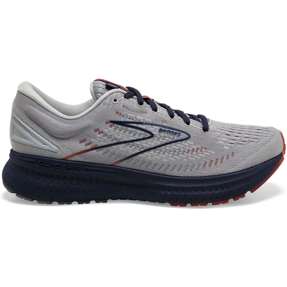 Men's Brooks Glycerin 19, Grey/Alloy/Peacoat, 15 D Medium