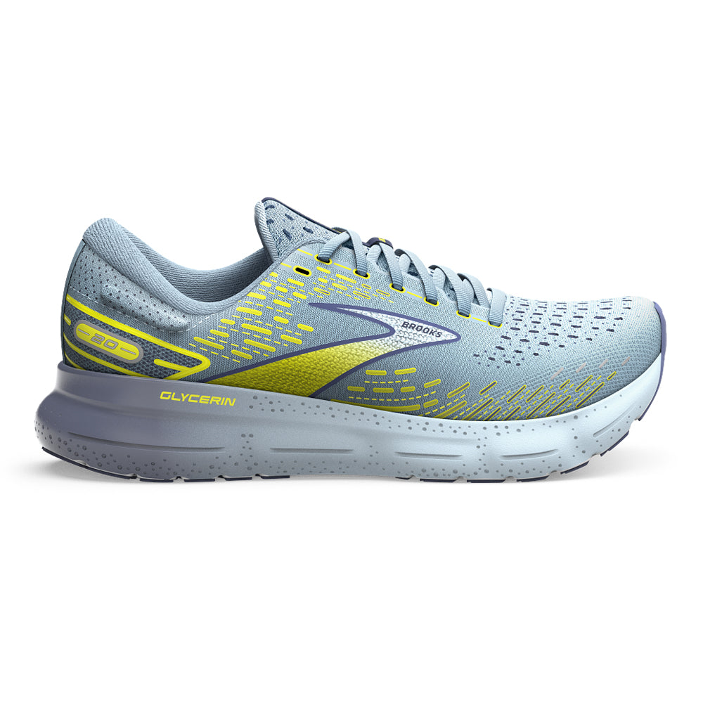 Men's Brooks Glycerin 20, Blue/Crown Blue/Sulphur, 11 D Medium
