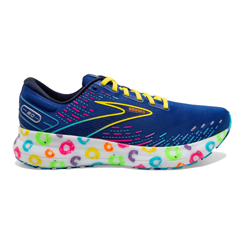 Men's Brooks Glycerin 20, Blue/Peacoat/Yellow, 14 D Medium