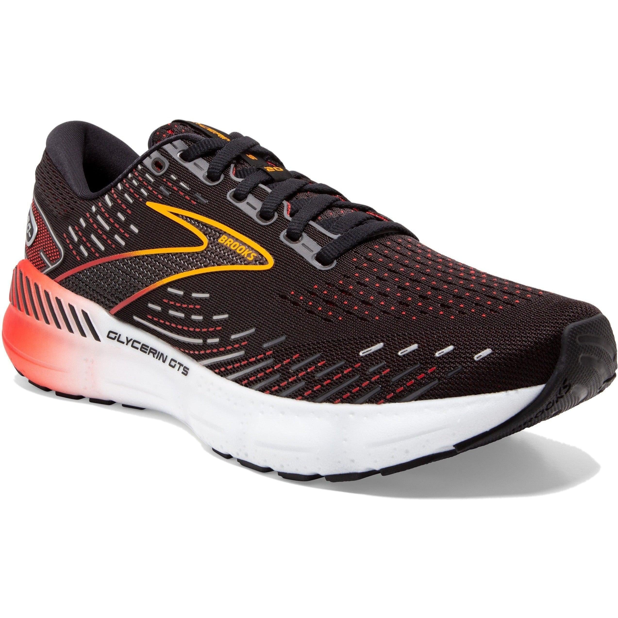 Men's Brooks Glycerin GTS 20, Black/Blackened Pearl/Fiery Red, 10.5 D Medium