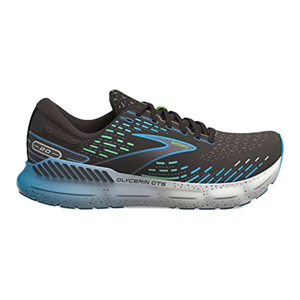 Men's Brooks Glycerin GTS 20, Black/Hawaiian Ocean/Green, 9 D Medium
