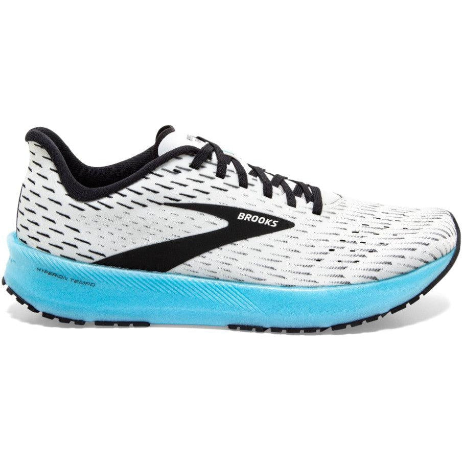 Men's Brooks Hyperion Tempo, White/Black/Iced Aqua, 8.5 D Medium