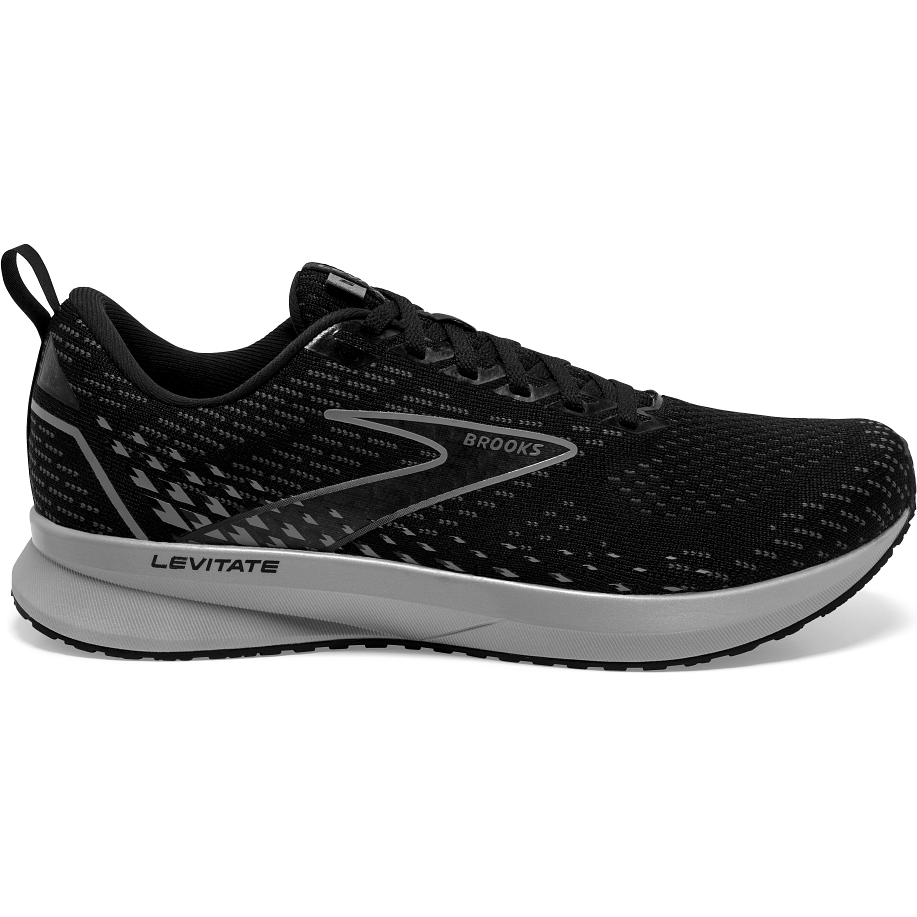 Men's Brooks Levitate 5, Black/Ebony/Grey, 12 D Medium