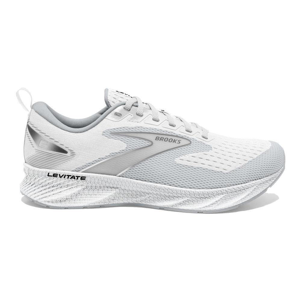 Men's Brooks Levitate 6, Bright White/Oyster Mushroom, 11.5 D Medium