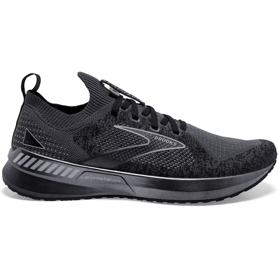 Men's Brooks Levitate Stealthfit GTS 5, Black/Ebony/Grey, 11.5 D Medium