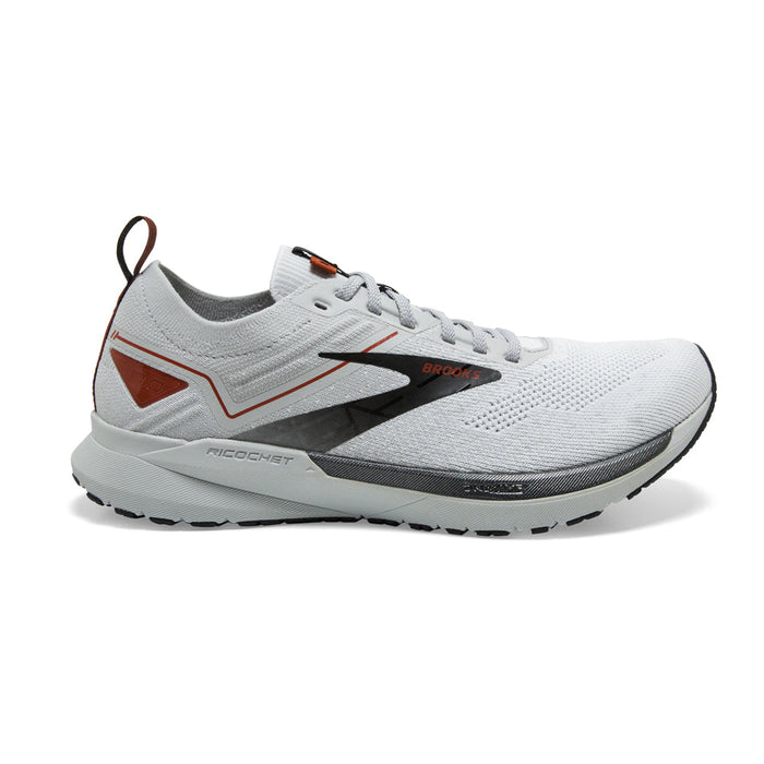 Men's Brooks Ricochet 3, White/Grey/Cinnabar, 13 D Medium