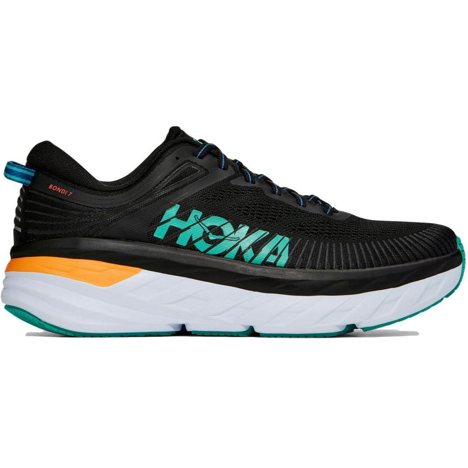Men's Hoka Bondi 7, Black/Atlantis, 10.5 D Medium