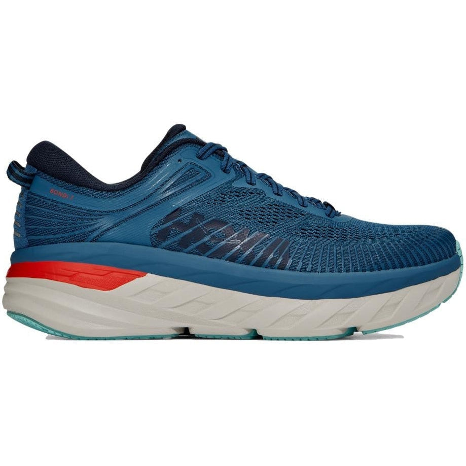 Men's Hoka Bondi 7, Real Teal/Outer Space, 8.5 2E Wide