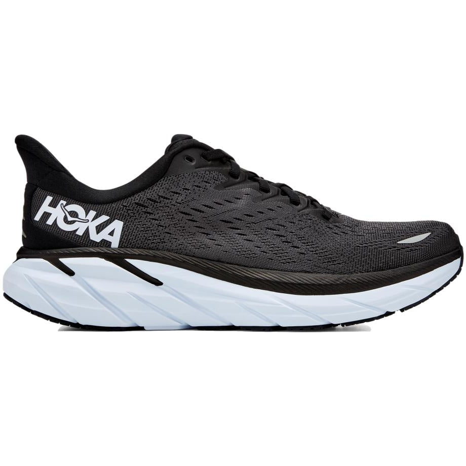 Men's Hoka Clifton 8, Black/White, 10 D Medium