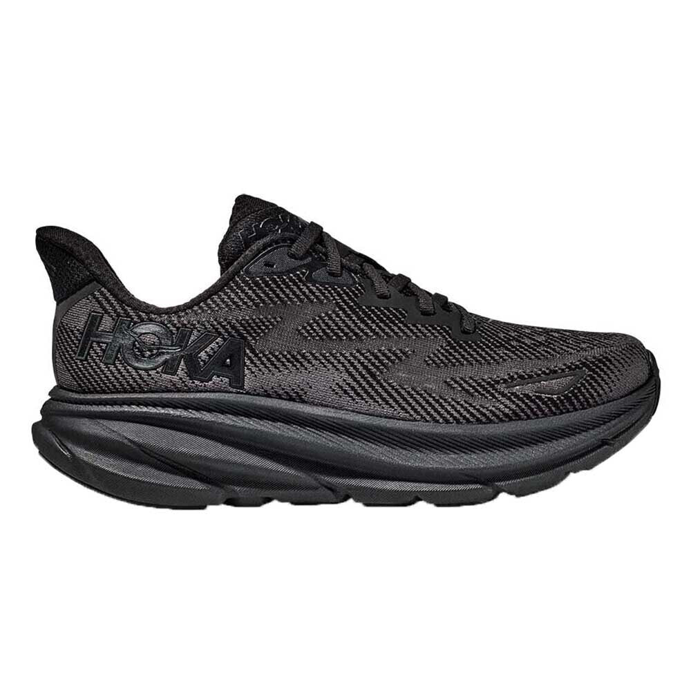 Men's Hoka Clifton 9, Black/Black, 7 D Medium