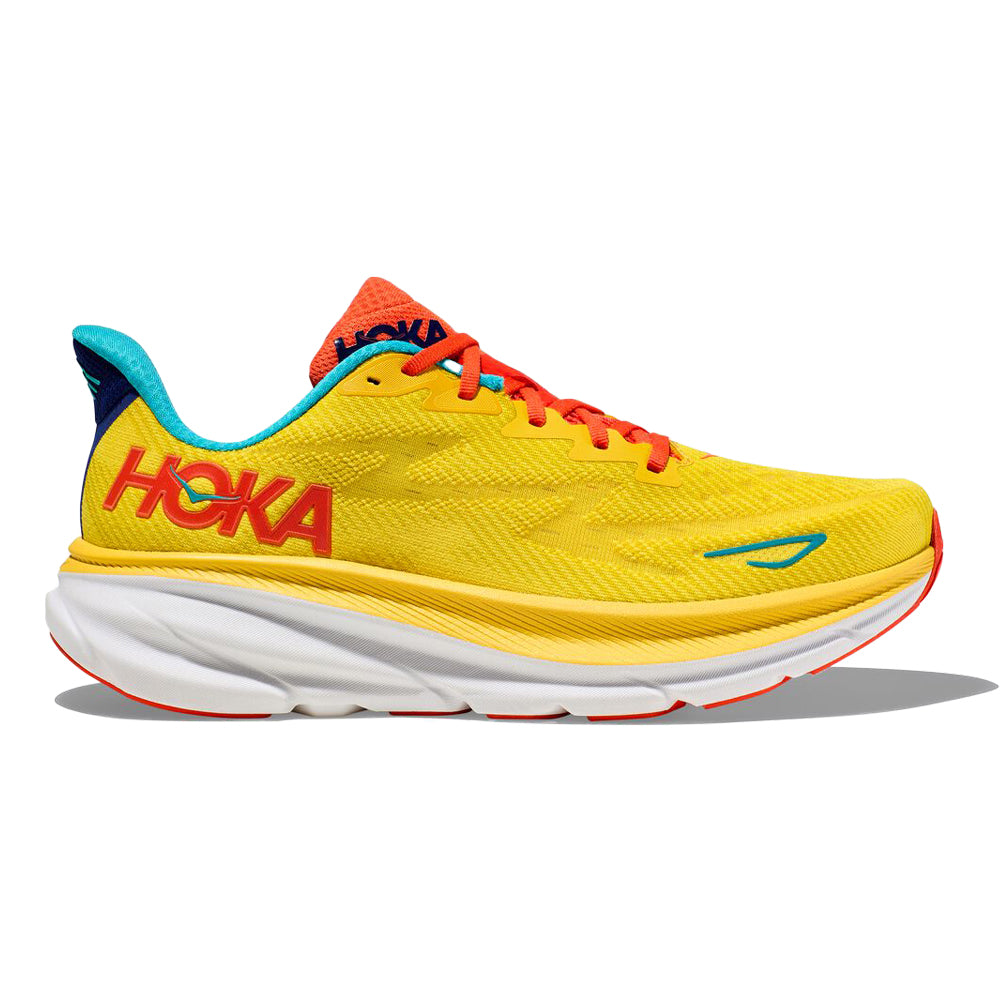 Men's Hoka Clifton 9, Passion Fruit/Maize, 9 D Medium