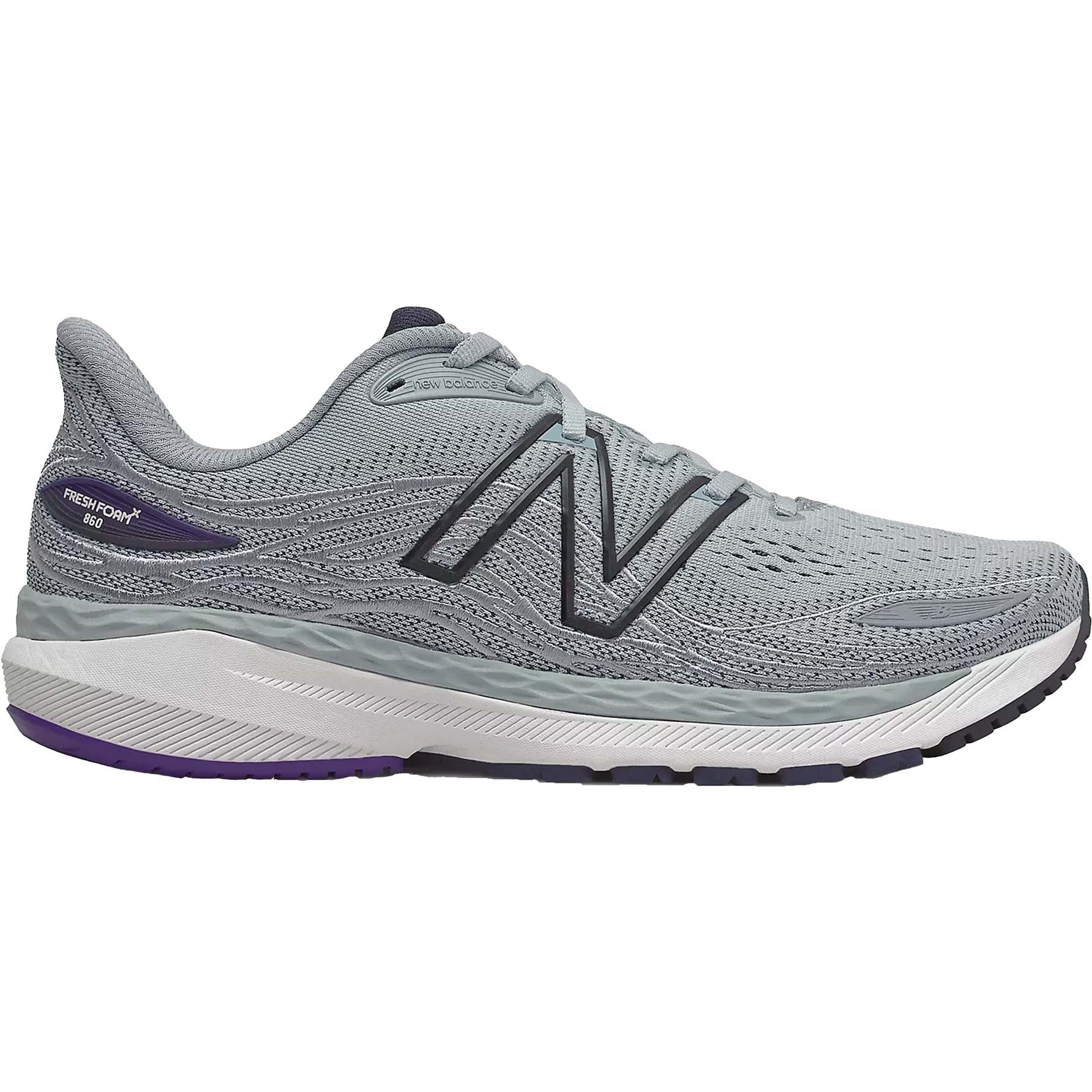 Men's New Balance Fresh Foam X 860v12, Light Aluminum/Deep Violet, 11.5 D Medium