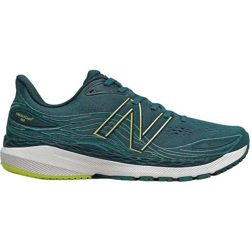 Men's New Balance Fresh Foam X 860v12, Mountain Teal/Sulphur Yellow, 10.5 2E Wide