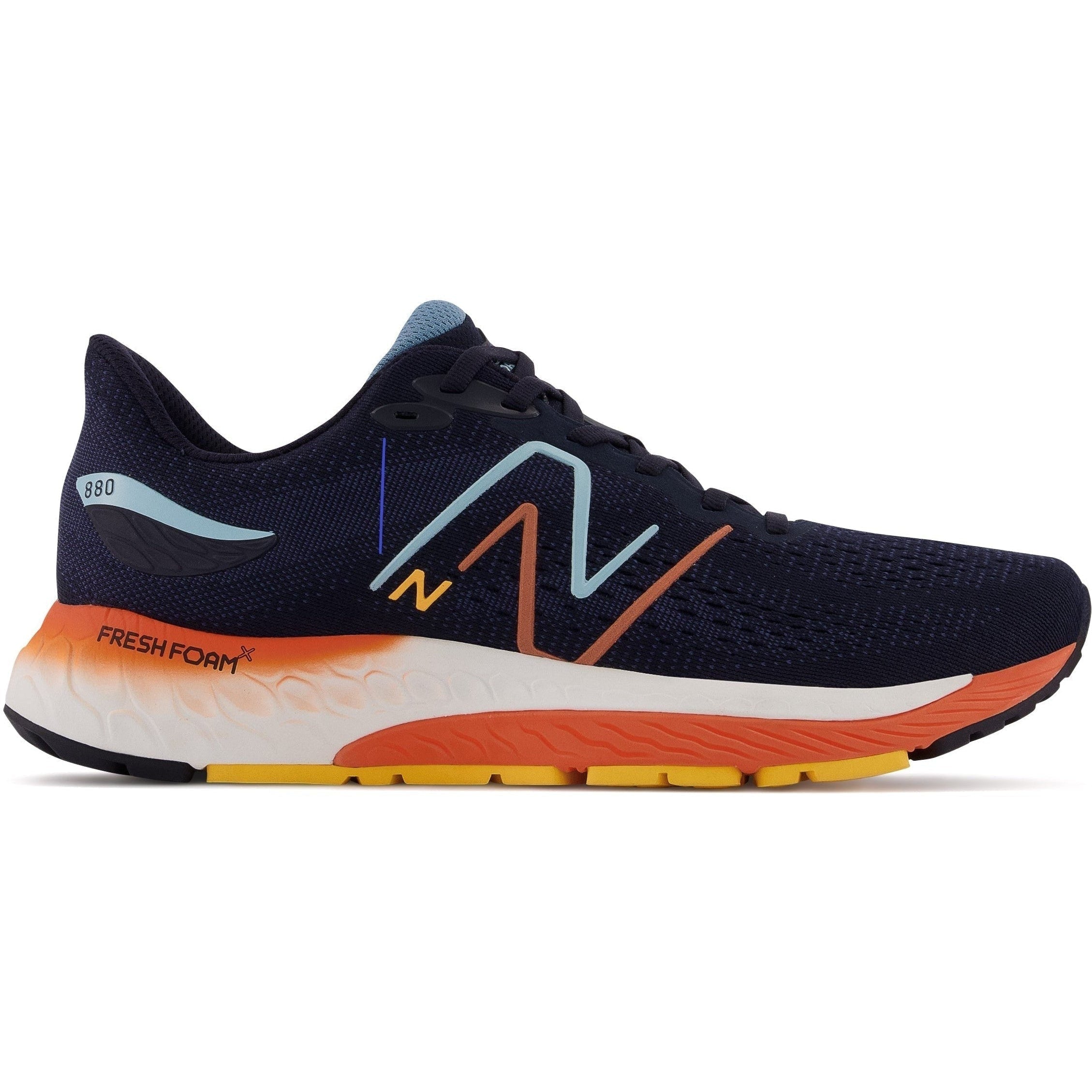 Men's New Balance Fresh Foam X 880v12, Eclipse/Vibrant Apricot, 10 2E Wide