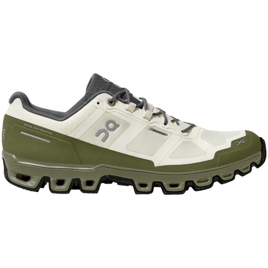 Men's On Cloudventure Waterproof, White/Fir, 10.5 D Medium