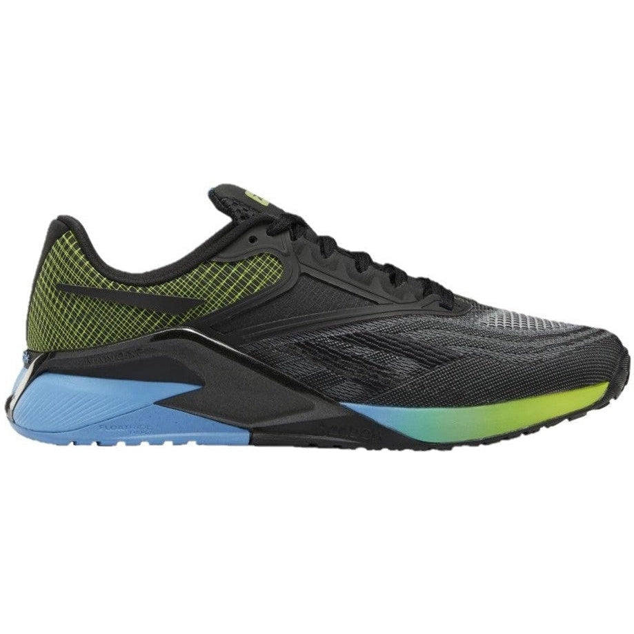 Men's Reebok Nano X2, Core Black/Essential Blue/Acid Yellow, 9 D Medium