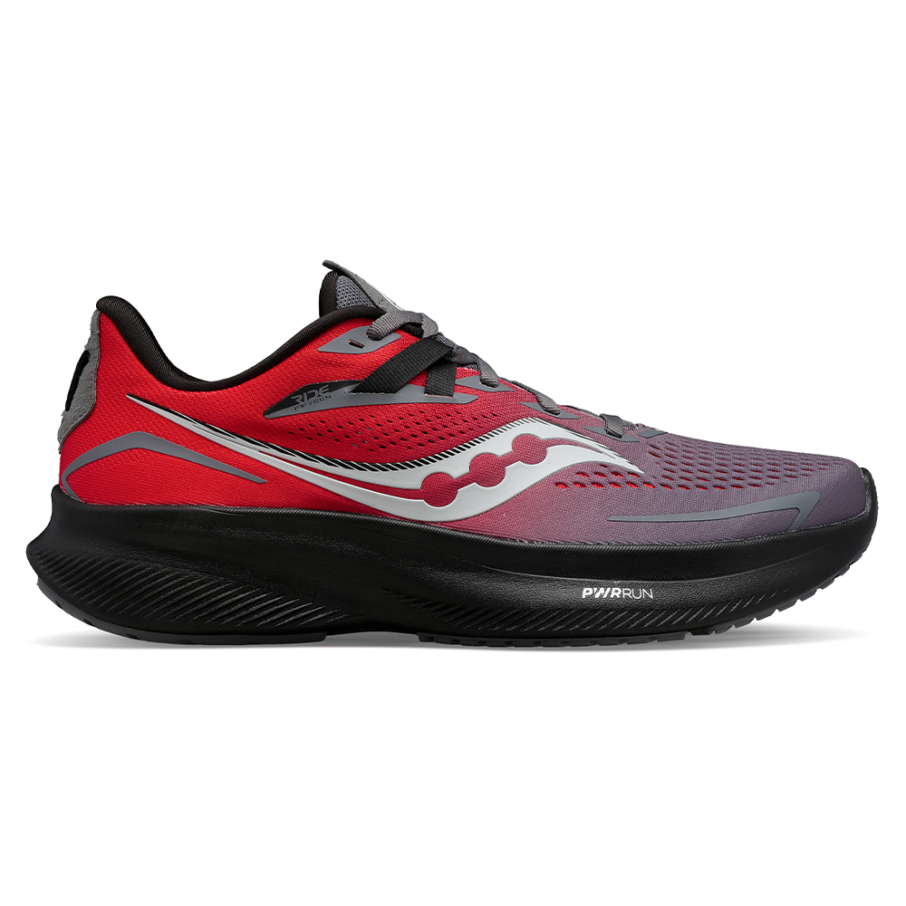 Men's Saucony Ride 15, Charcoal/RED, 13 D Medium