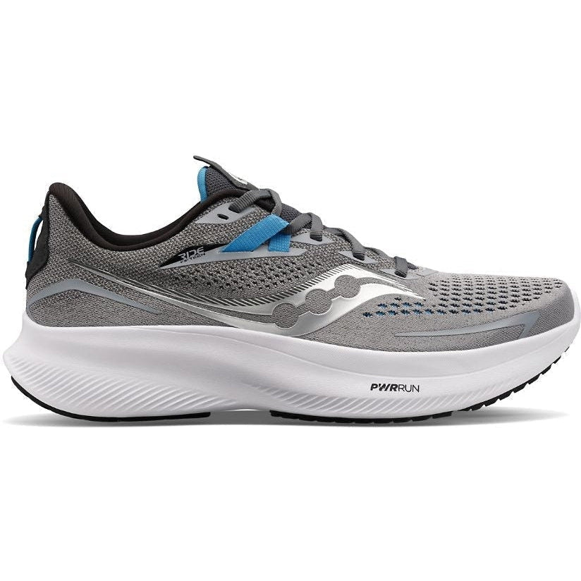 Men's Saucony Ride 15, Alloy/Topaz, 10.5 2E Wide