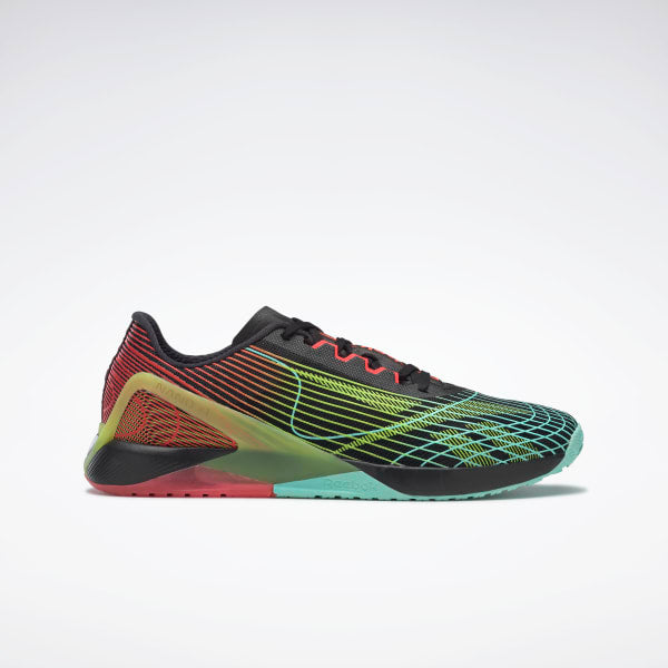 Men's Reebok Nano X1 Pursuit, Core Black/Acid Yellow/Neon Cherry, 12.5 D Medium