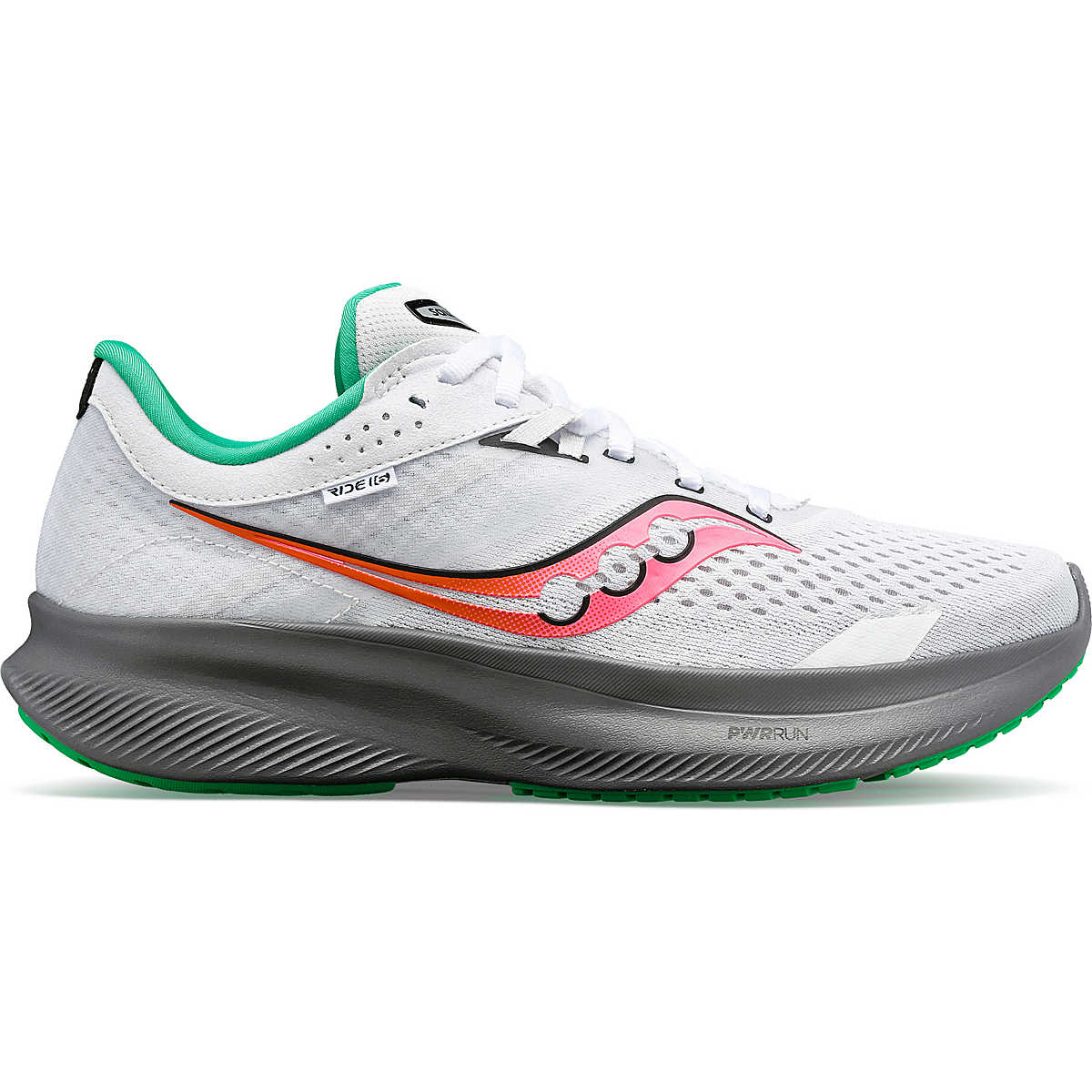 Women's Saucony Ride 16, White/Gravel, 9.5 B Medium