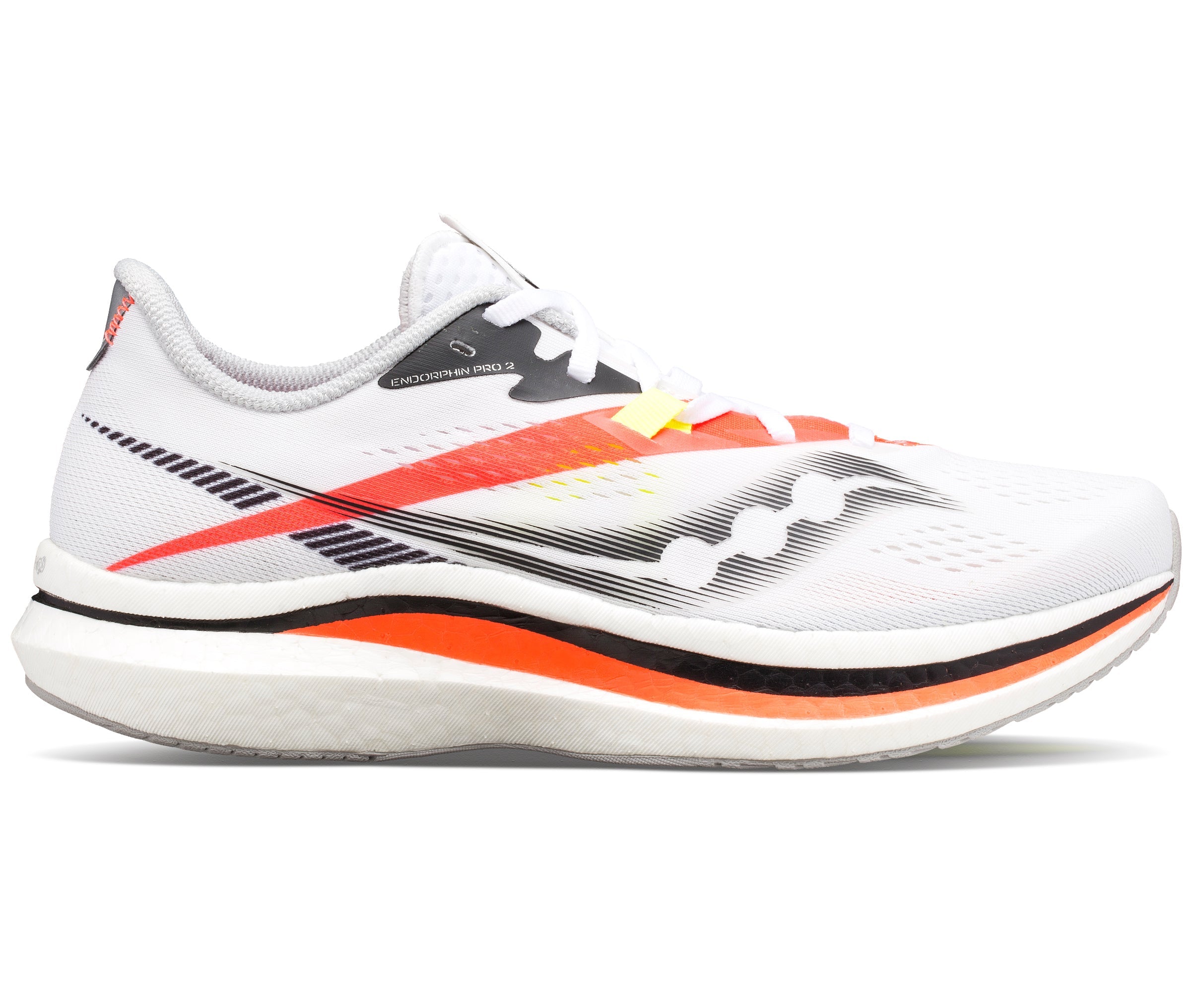 Men's Saucony Endorphin Pro 2, White/VIZIRED, 12 D Medium