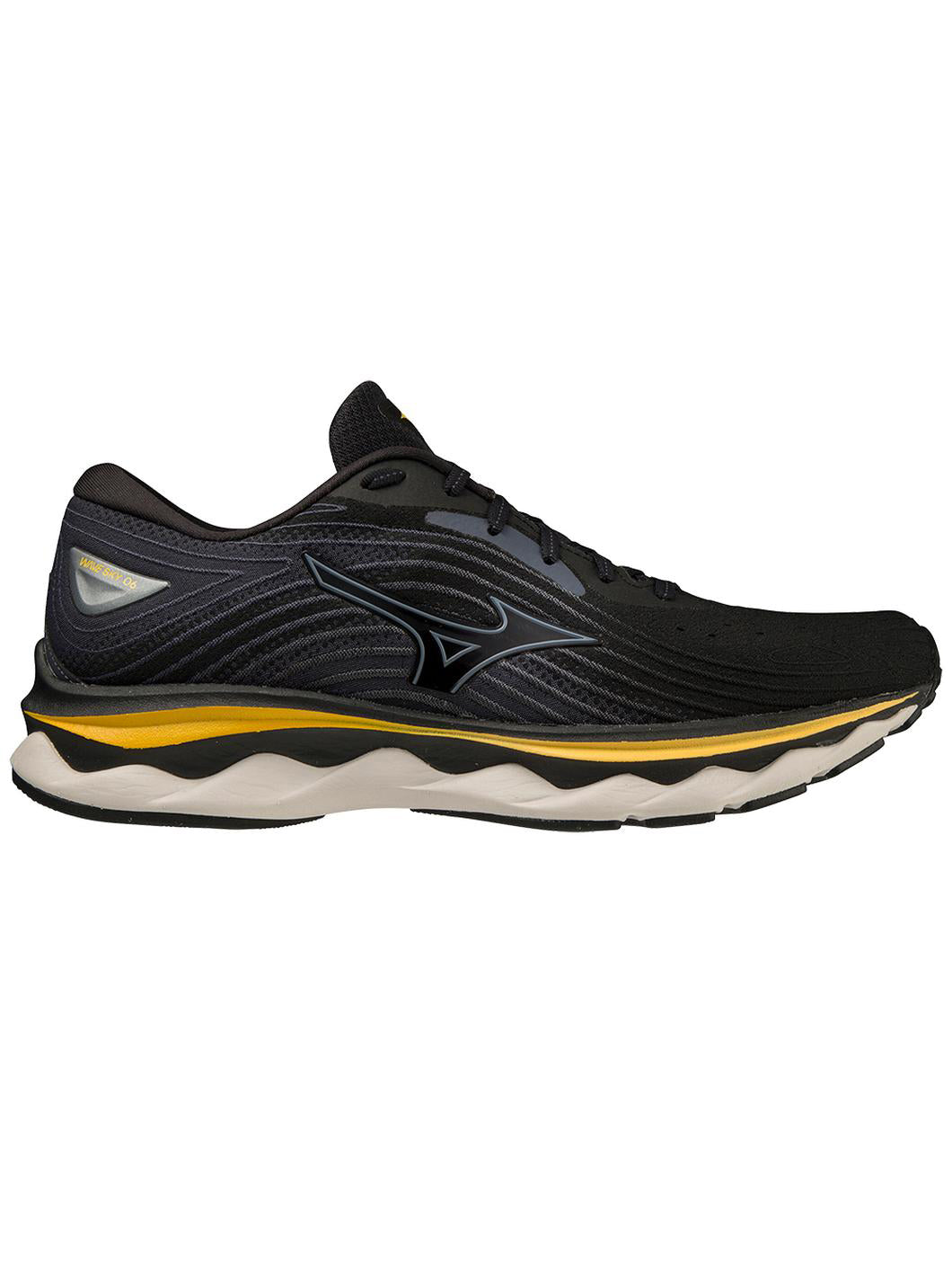 Men's Mizuno Wave Sky 6, Black/Tradewinds, 9.5 2E Wide