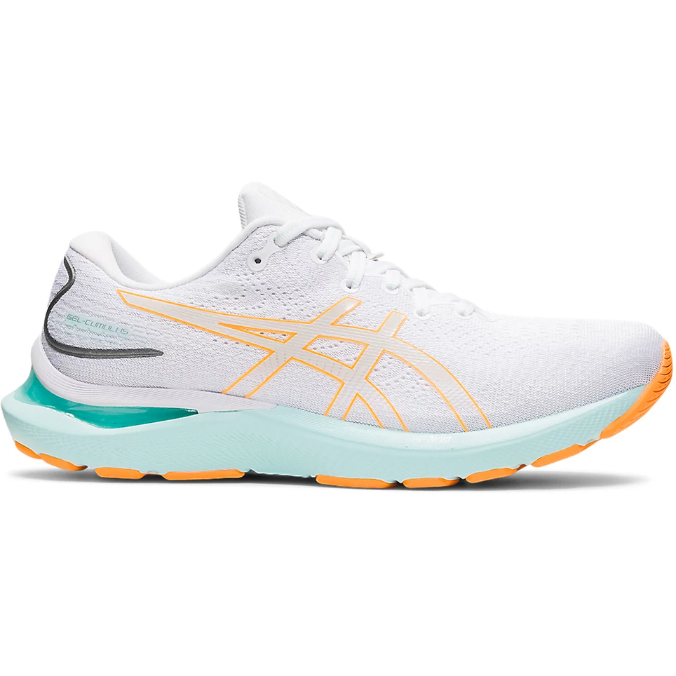 Women's Asics GEL-Cumulus 24, White/Orange Pop, 7 B Medium