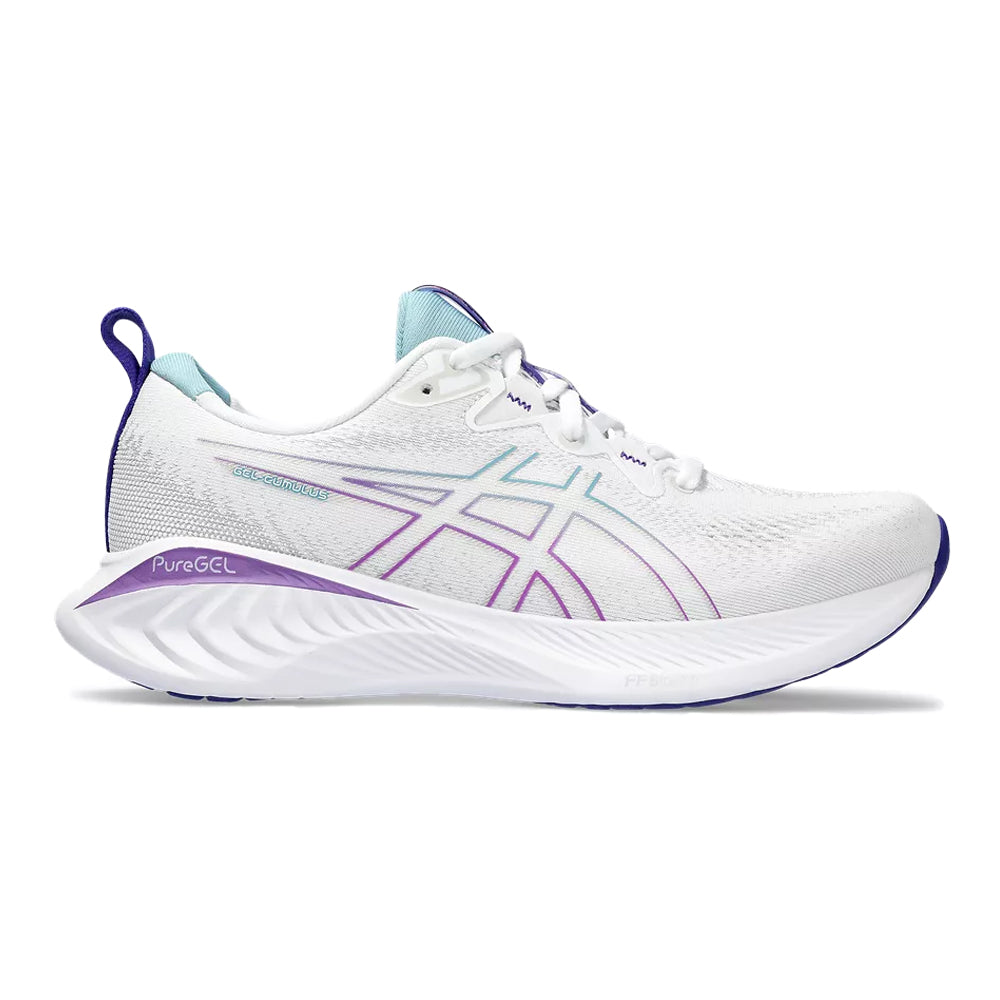 Women's Asics Gel-Cumulus 25, White/Gris Blue, 6.5 B Medium