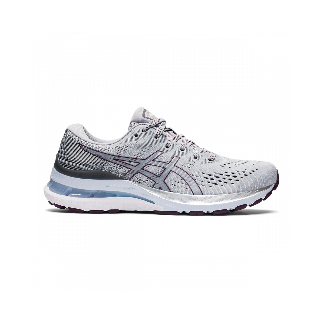 Women's Asics GEL-Kayano 28, Piedmont Grey/Deep Plum, 8.5 B Medium