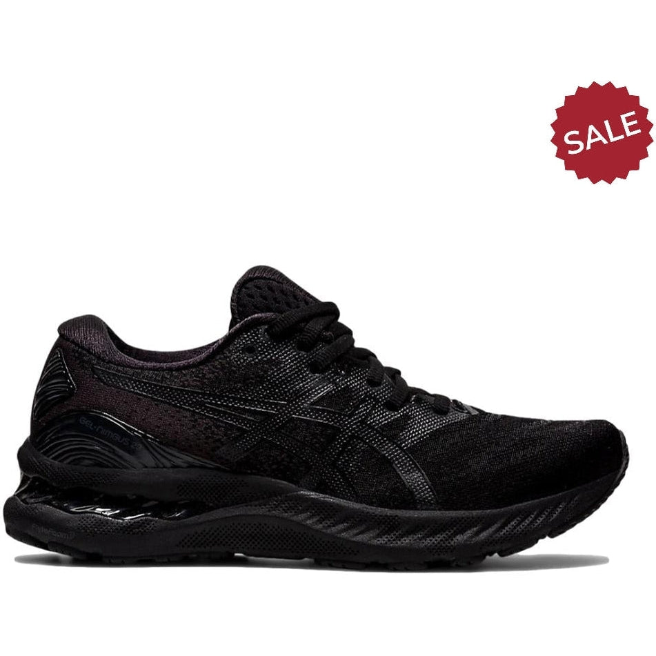 Women's Asics GEL-Nimbus 23, Black/Black, 6.5 D Wide