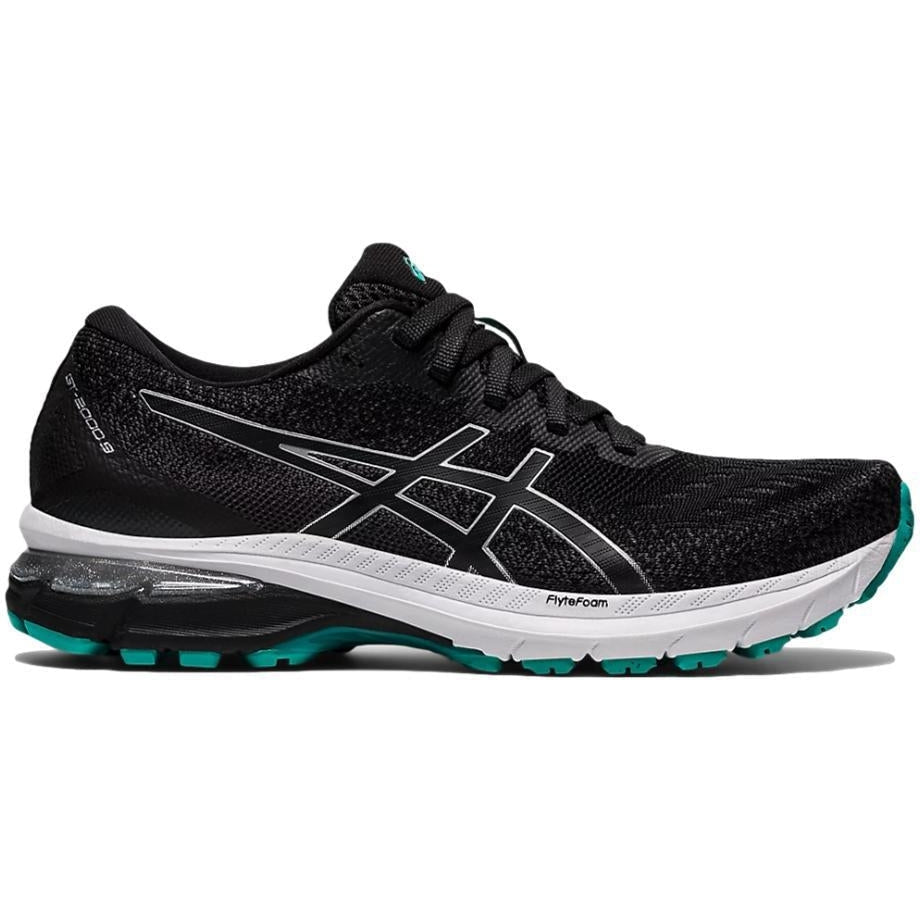 Women's Asics GT-2000 9 Knit, Black/Pure Silver, 7.5 B Medium
