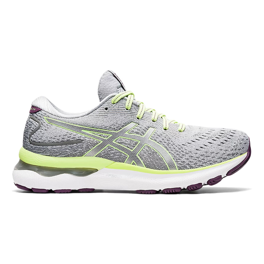 Women's Asics Gel-Nimbus 24, Piedmont Grey/Lime Green, 6.5 B Medium