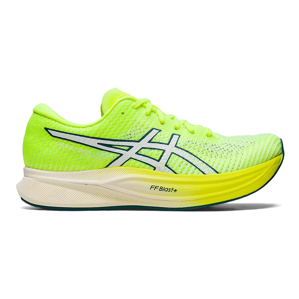 Women's Asics Magic Speed 2, Safety Yellow/White, 11 B Medium
