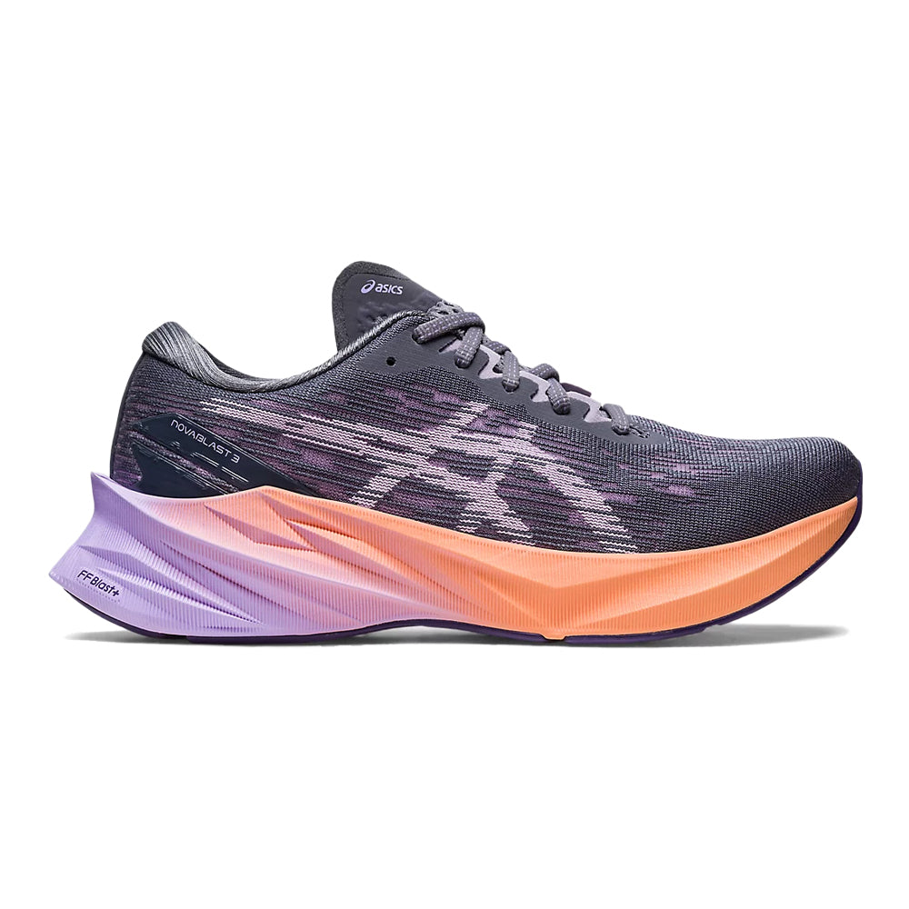 Women's Asics Novablast 3, Metropolis/Dusk Violet, 8.5 B Medium