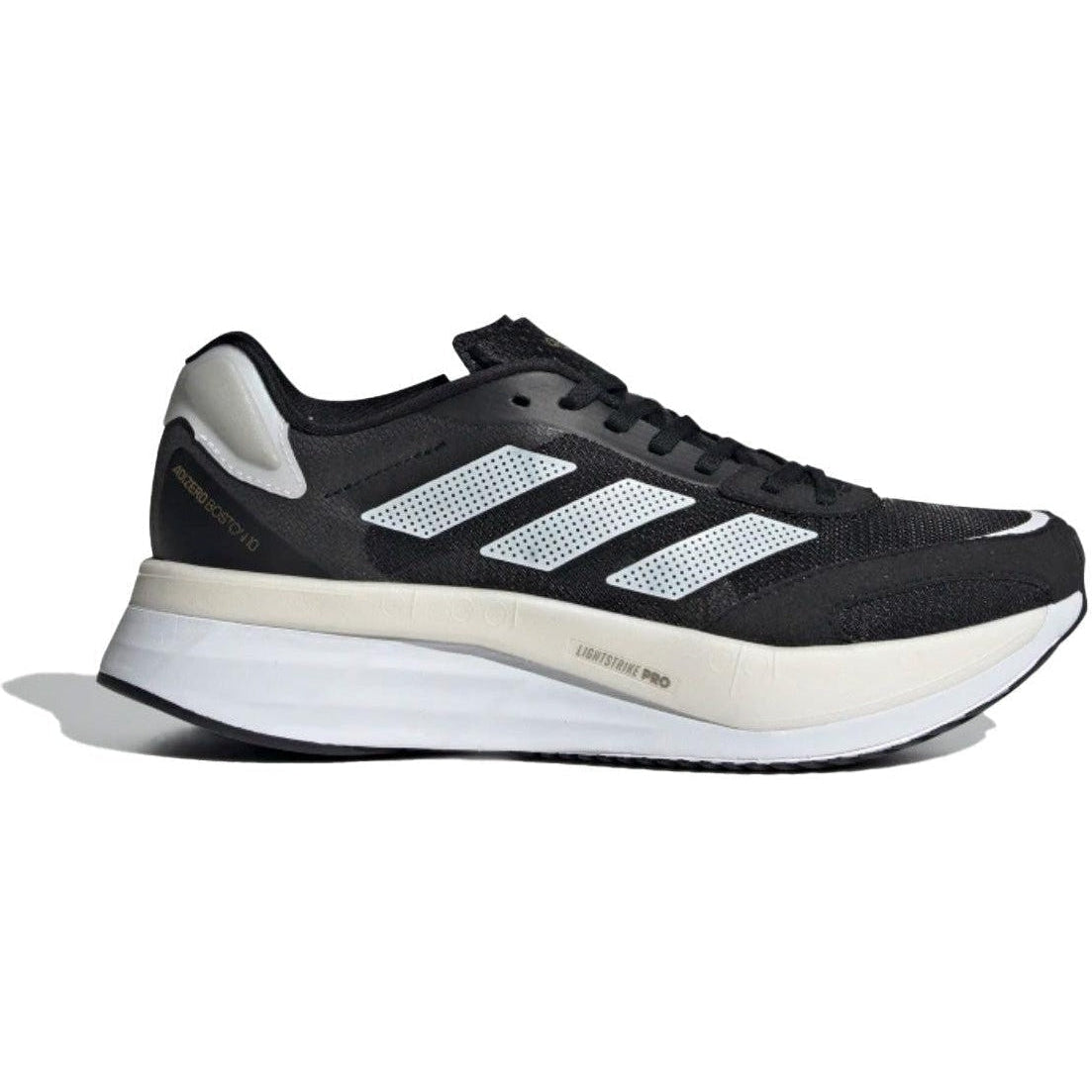 Women's Adidas Adizero Boston 10, Black/White/Gold, 10 B Medium