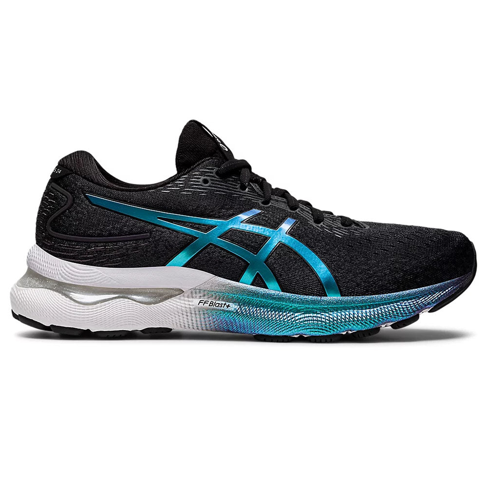 Women's Asics Gel-Nimbus 24 Platinum, Black/Black, 6 B Medium